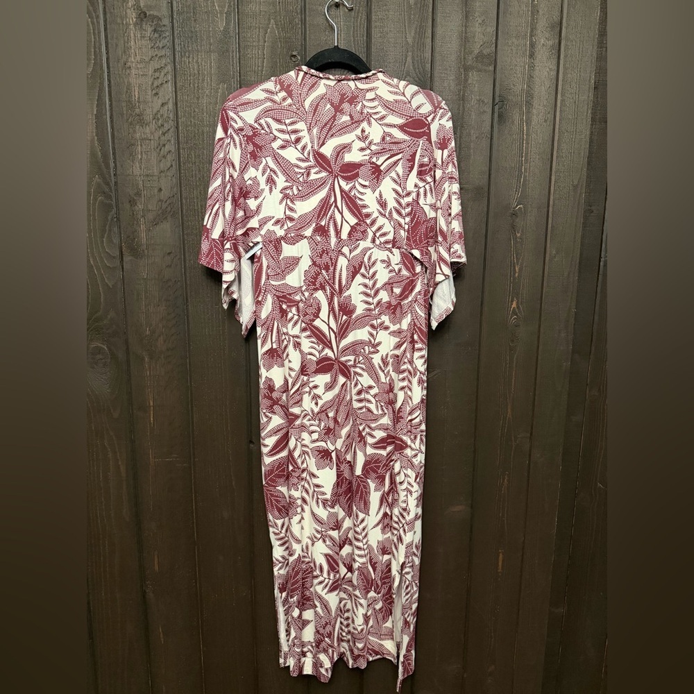 NWT Soma Soft Jersey Caftan Bra Dress Flutter Sleeve Sz L Maroon/Ivy Braided NEW - Picture 3 of 7